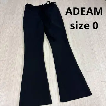 ADEAM 리본 장식 블랙 플레어 팬츠 스트레치 0