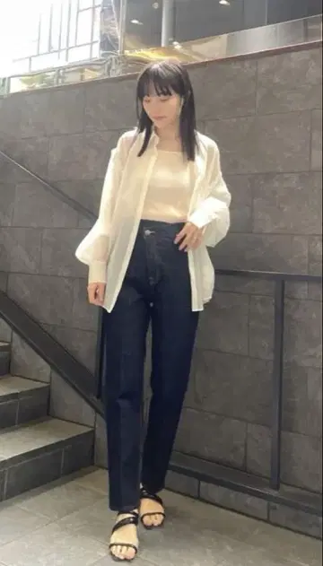 LAGUNAMOON 허리 비대칭 데님 팬츠