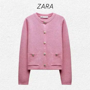 ZARA 버튼 니트 카디건 M 핑크