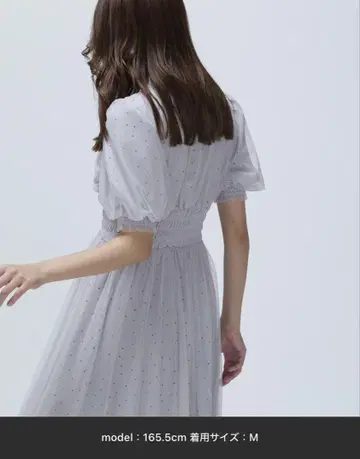 도트 튤 레이어드 원피스 그레이 M