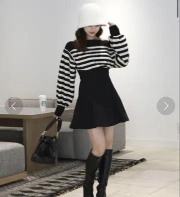 로열 파티 미니 플레어 스커트 블랙 [신품]