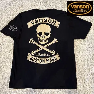 [ vanson 반손 ] 스컬 크로스본 티셔츠 반팔 프린트 L