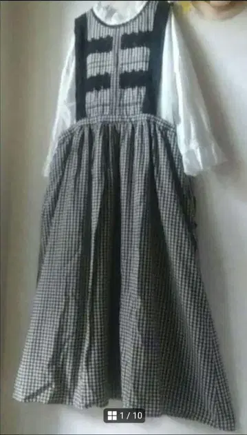 사만사 모스모스 미사용 택 포함 레이스 에이프런 개더 롱 원피스