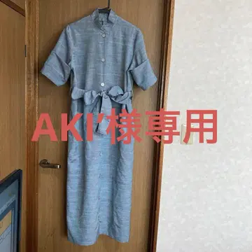 실크 츄리닝 스탠드 칼라 A라인 원피스