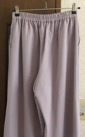 여성용 와이드 팬츠 허리 전체 밴딩 보라색
