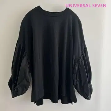 UNIVERSAL SEVEN 코튼 슬리브 슬릿 풀오버/블랙