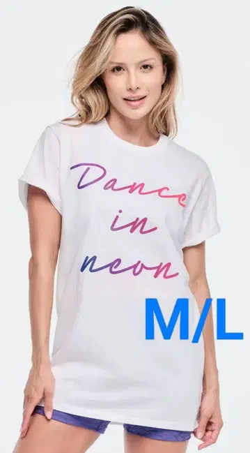 줌바 티셔츠 M/L 화이트 여성용/남성용/남녀공용 신품