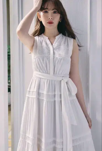 herlipto 스칼라 레이스 트림 드레스 화이트