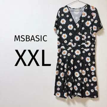 8 MSBASIC 꽃무늬 랩 원피스 XXL 원피스 벙벙한 반팔