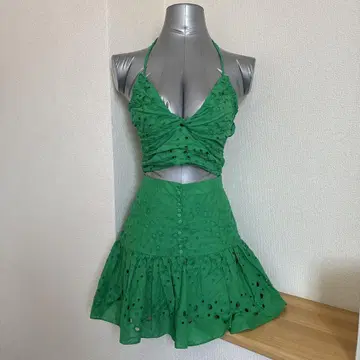 ZARA 그린 세트업 스커트