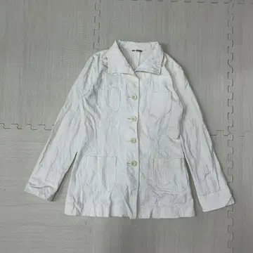 화이트 재킷 칼라 포함 화이트 편안한 시어서커 성인 캐주얼