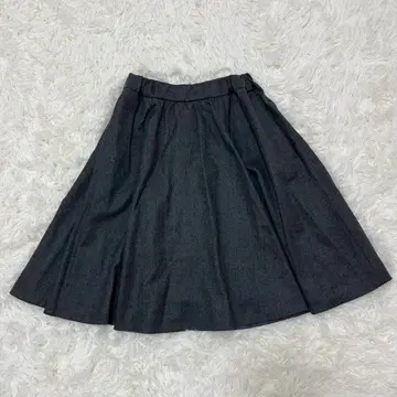 LE SOUK 스커트 울 혼방 플레어 차콜 그레이 깔끔한 스타일
