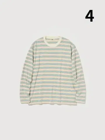 AURALEE GRADIENT STRIPE JERSEY L/S TEE 4