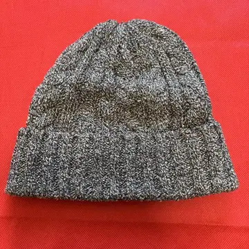 리브 짜임 그레이 니트 모자 약 22cm