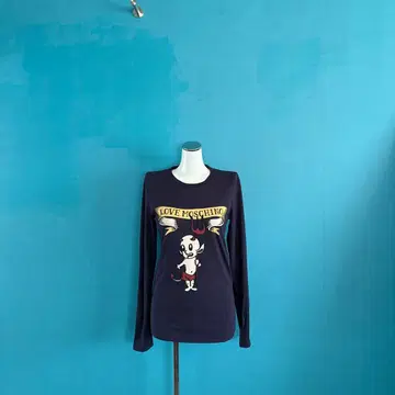 1585 LOVE MOSCHINO 모스키노 장팔 디블 티셔츠 네이비