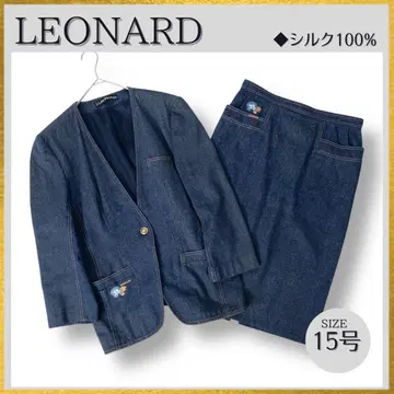 대형 사이즈 15호 LEONARD 세트업 실크 데님 로고 금속 버튼 자수