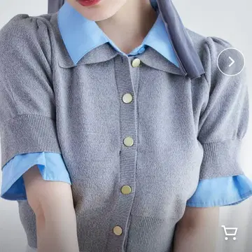 NICE CLAUP 레이어드 카라 부착 폴로 니트