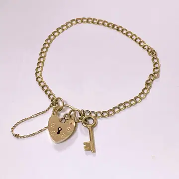 영국 vintage padlock 9k gold 팔찌 하트