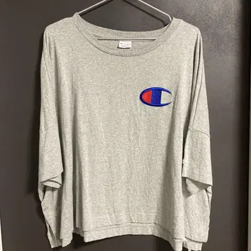 Champion 그레이 로고 T셔츠