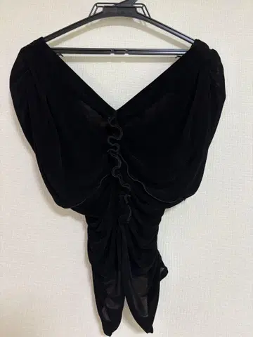 fetico VELVET TULLE SHIRRING TOP black