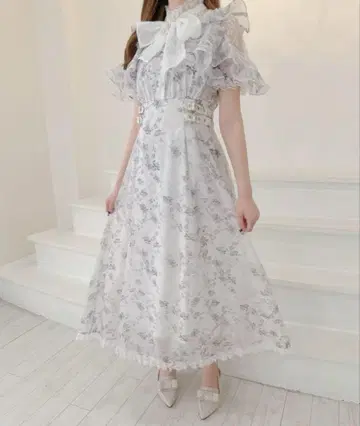 ROJITA 보타이 리본 시어 원피스 화이트