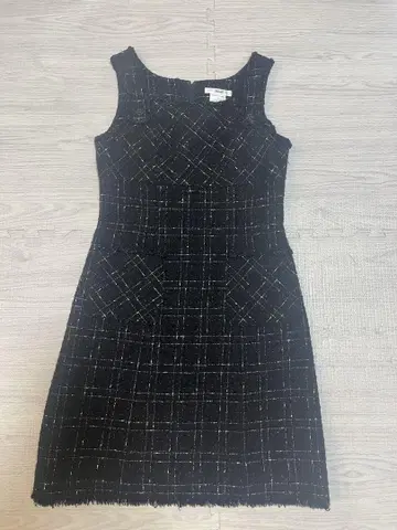 블랙 체크 무늬 노스 원피스
