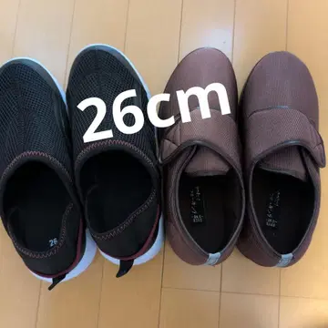 요양용 신발 메쉬 26.0cm 검은 갈색 2켤레 세트