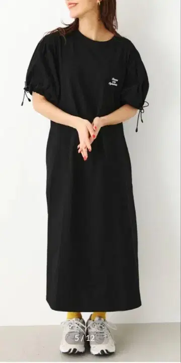 RODEO CROWNS 블랙 반팔 티셔츠 롱 원피스