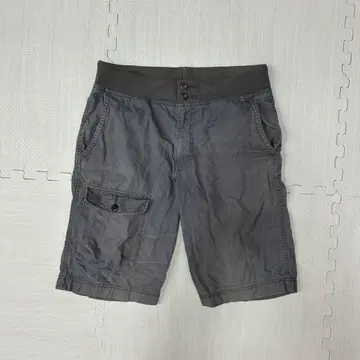 단축 바지 회색 허리 밴드 편안한 여름 캐주얼 포켓