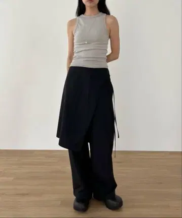 디도트.쇼룸 슬랙스 팬츠 나일론 래핑 레이어드 팬츠