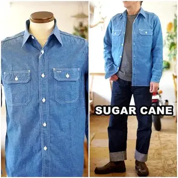 슈가케인 SUGARCANE  샴브레이 워크 셔츠 25513 L