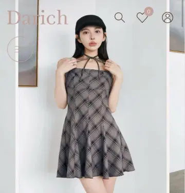 다이라치 그레이 체크 패턴 노스 미니 원피스 캐미 원피스