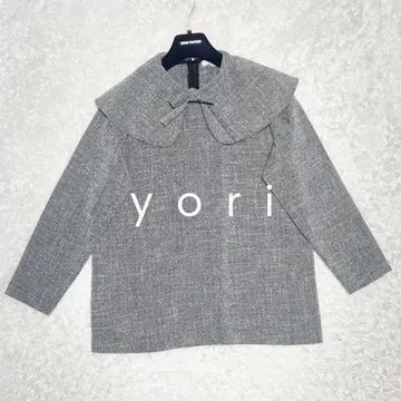 새상품급 yori 요리 스프링 트위드 라이크 블라우스 그레이
