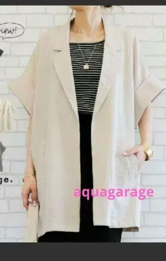 [새상품급] aquagarage 아쿠아 반팔 자켓 베이지