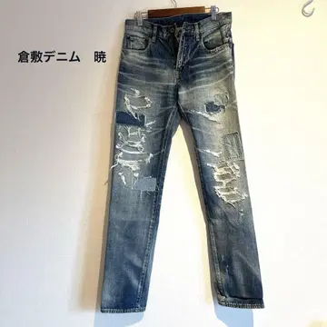 구라시키 데님 아카츠키 Jeans 데미지 데님 여성용 28인치