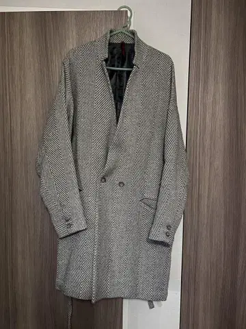 YANTOR 헤링본 코트 체스터 자켓 노카라 얀토르