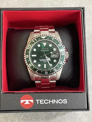 한정 세일! TECHNOS 10기압 방수 쿼츠 다이버 시계 그린