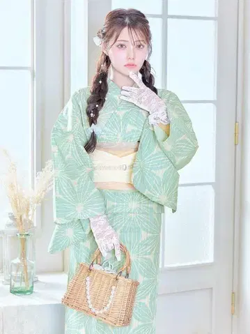 새 상품 유카타 bonheur saisons 삼잎