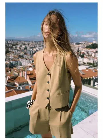 [미사용 새상품] ZARA 자라 린넨 테일러드 베스트 질레 사이즈 M