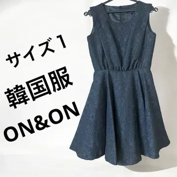 미품 노스 원피스 ON&ON 자카드 한국 플레어 블랙