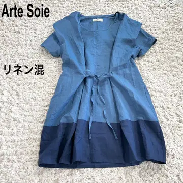 미품 Arte Soie 튜닉 원피스 린넨 혼방 L 마면 개성적