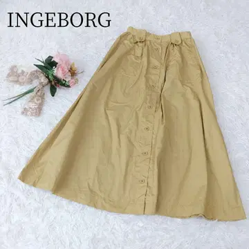 [ INGEBORG/잉게보그 ] 롱 스커트 플레어 핑크하우스 코튼