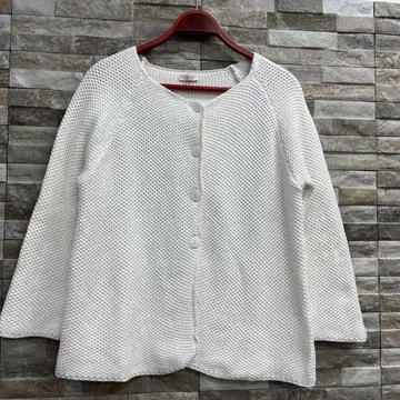 화이트 코튼 가디건 이탈리아제