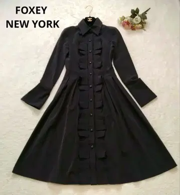 FOXEY NEW YORK 프릴 셔츠 롱 원피스 A라인 우아한