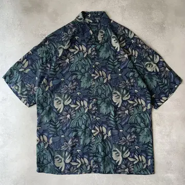 90년대 VAN HEUSEN 레이온 셔츠 아로하 셔츠 꽃무늬 블루 L