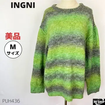 새상품급 INGNI 잉그 니트 긴팔 그라데이션 롱 기장 M 그린