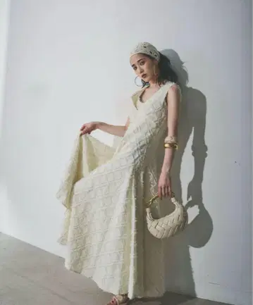 AUBRAY andrea&co 체크 자카드 롱 원피스