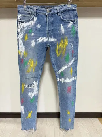 봄/여름 컬러 페인트 ZARA MAN 컷오프 데미지 데님