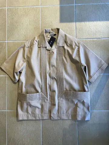 고객 대상 면마 빈티지 캔버스 핀턱 반소매 셔츠