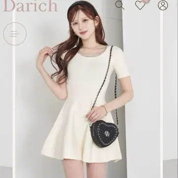darich 체인 넥 니트 미니 원피스